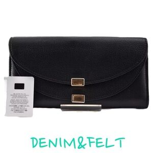 🖤🤎Chloe Georgia Black/Beige Leather Long Wallet w/ Flap | PRELOVED! EUC!!🖤🤎